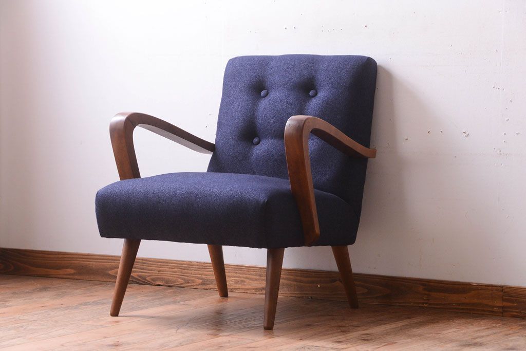 レトロ家具　アンティーク　シンプルでレトロな一人掛けソファ(2)