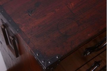 アンティーク家具　古民具・骨董　明治〜大正期　前面栗材!アンティーク米沢箪笥