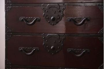 アンティーク家具　古民具・骨董　明治〜大正期　前面栗材!アンティーク米沢箪笥
