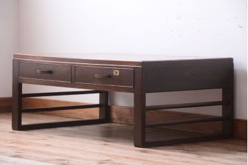レトロ家具　昭和レトロ　古い木製のシンプルなアンティーク文机(3)