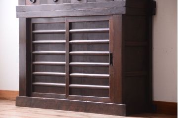 アンティーク家具　古民具・骨董　明治期　薄型!二段重ね四尺水屋箪笥