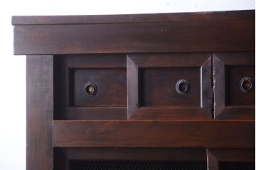 アンティーク家具　古民具・骨董　明治期　薄型!二段重ね四尺水屋箪笥