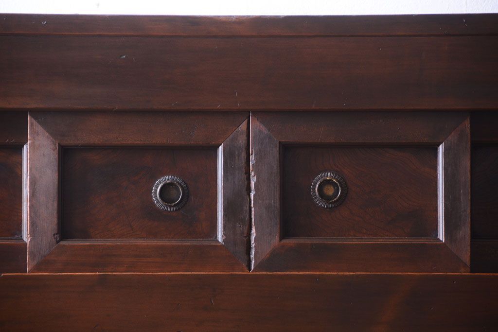 アンティーク家具　古民具・骨董　明治期　薄型!二段重ね四尺水屋箪笥