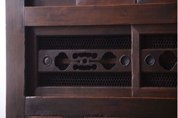 アンティーク家具　古民具・骨董　明治期　薄型!二段重ね四尺水屋箪笥