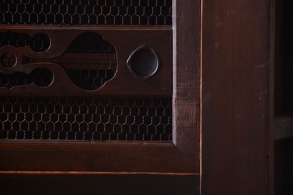 アンティーク家具　古民具・骨董　明治期　薄型!二段重ね四尺水屋箪笥