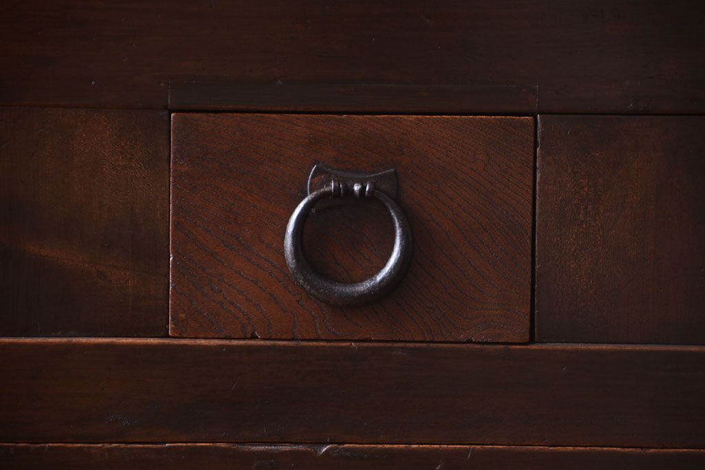 アンティーク家具　古民具・骨董　明治期　薄型!二段重ね四尺水屋箪笥