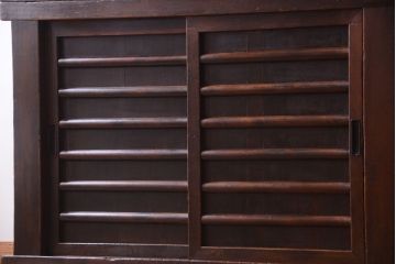 アンティーク家具　古民具・骨董　明治期　薄型!二段重ね四尺水屋箪笥