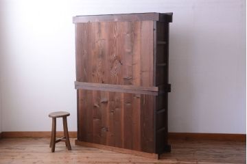 アンティーク家具　古民具・骨董　明治期　薄型!二段重ね四尺水屋箪笥
