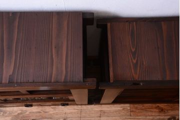 アンティーク家具　古民具・骨董　明治期　薄型!二段重ね四尺水屋箪笥