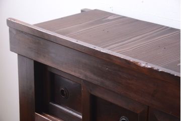 アンティーク家具　古民具・骨董　明治期　薄型!二段重ね四尺水屋箪笥