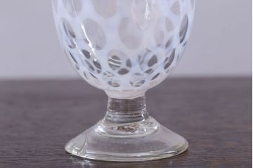 アンティーク雑貨　アンティーク　当時物　赤縁乳白水玉氷コップ(3)