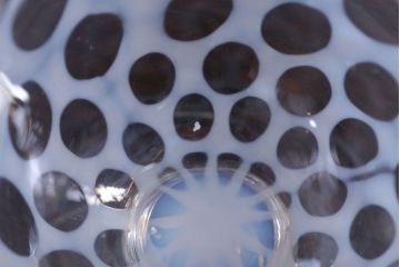 アンティーク雑貨　アンティーク　当時物　赤縁乳白水玉氷コップ(3)