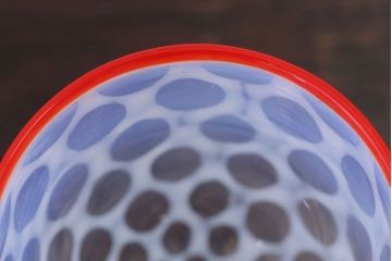アンティーク雑貨　アンティーク　当時物　赤縁乳白水玉氷コップ