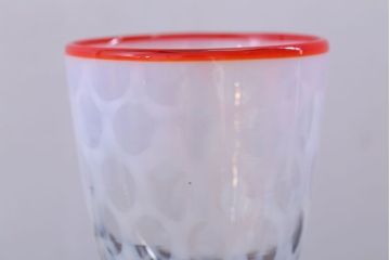 アンティーク雑貨　アンティーク　当時物　赤縁乳白水玉氷コップ