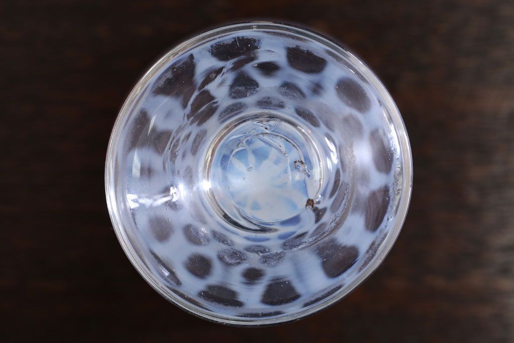 アンティーク雑貨　アンティーク　当時物　赤縁乳白水玉氷コップ