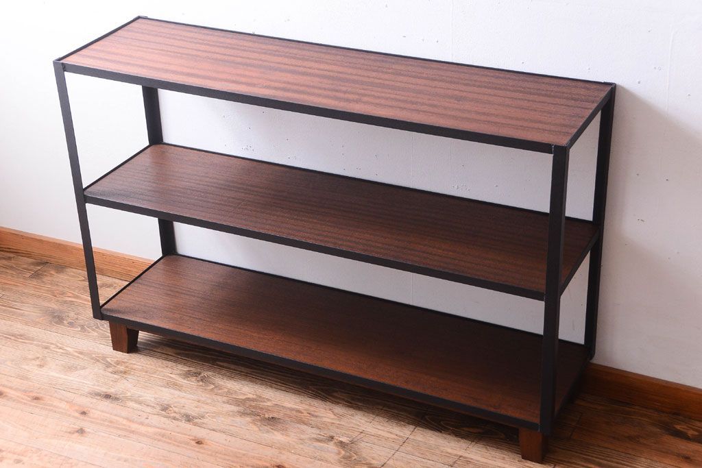 ラフジュ工房オリジナル　脚付きのシンプルな背の低いアイアンラック(1)