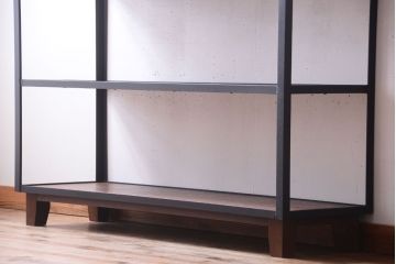 ラフジュ工房オリジナル　脚付きのシンプルな背の低いアイアンラック(2)