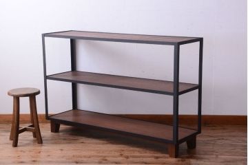 ラフジュ工房オリジナル　脚付きのシンプルな背の低いアイアンラック(2)