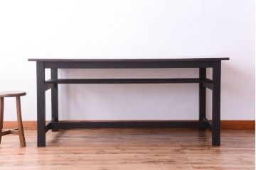 アンティーク家具　アンティーク　ペイントレッグ!古い木の大きなダイニングテーブル(作業台)(1)