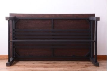 アンティーク家具　アンティーク　ペイントレッグ!古い木の大きなダイニングテーブル(作業台)(1)