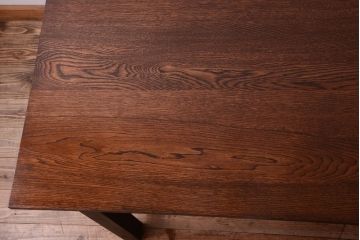 アンティーク家具　アンティーク　ペイントレッグ!古い木の大きなダイニングテーブル(作業台)(2)