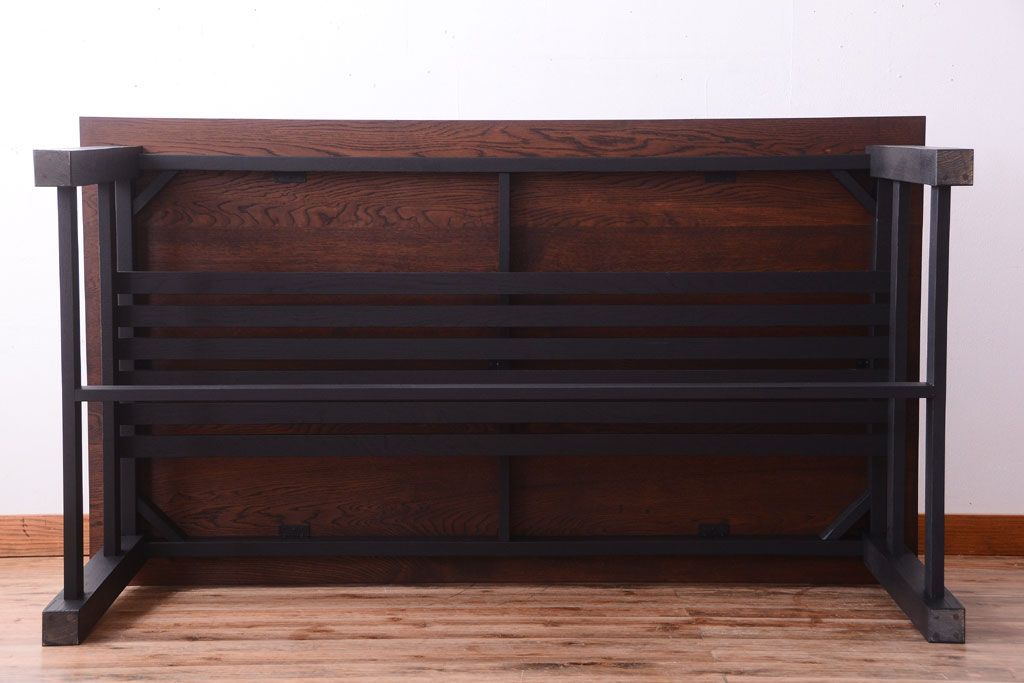 アンティーク家具　アンティーク　ペイントレッグ!古い木の大きなダイニングテーブル(作業台)(2)