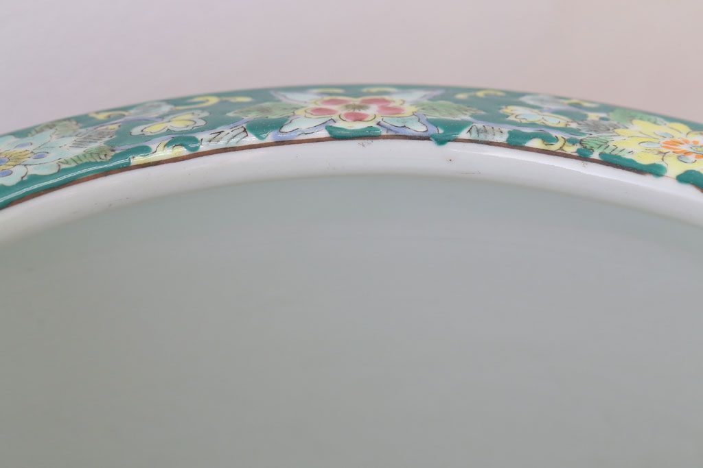 アンティーク雑貨　古民具・骨董　大正〜昭和期　十錦手火鉢(瀬戸火鉢)