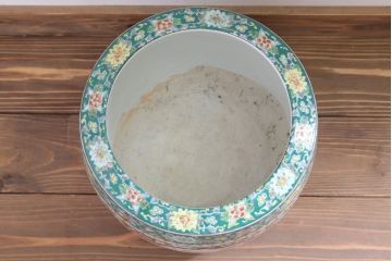 アンティーク雑貨　古民具・骨董　大正〜昭和期　十錦手火鉢(瀬戸火鉢)