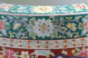 アンティーク雑貨　古民具・骨董　大正〜昭和期　十錦手火鉢(瀬戸火鉢)