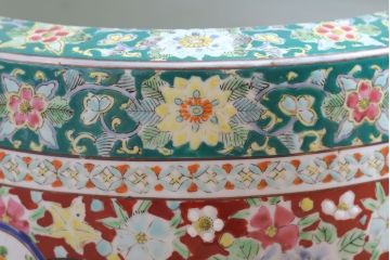 アンティーク雑貨　古民具・骨董　大正〜昭和期　十錦手火鉢(瀬戸火鉢)