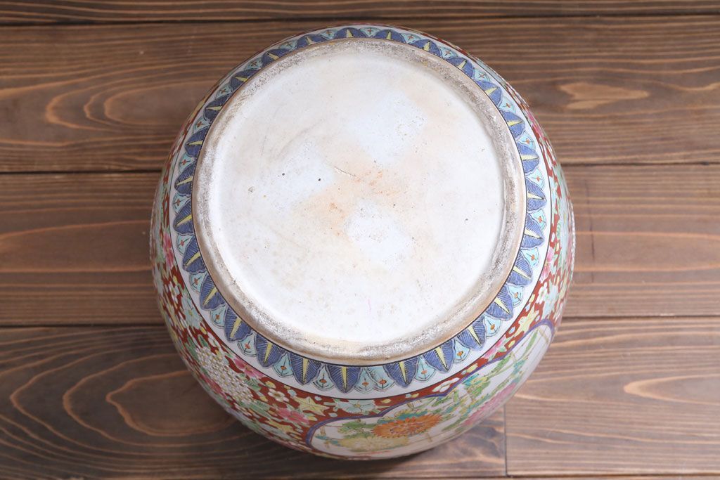 アンティーク雑貨　古民具・骨董　大正〜昭和期　十錦手火鉢(瀬戸火鉢)