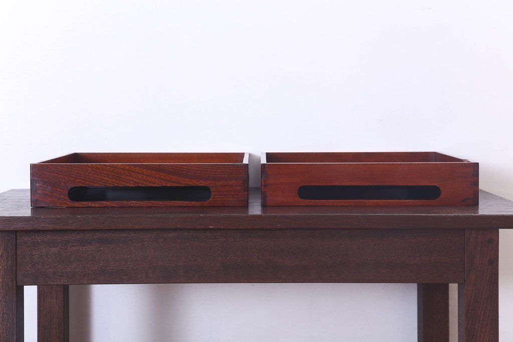 アンティーク雑貨　古民具・骨董　明治〜大正期　欅材のお膳(盆)　2客セット(1)