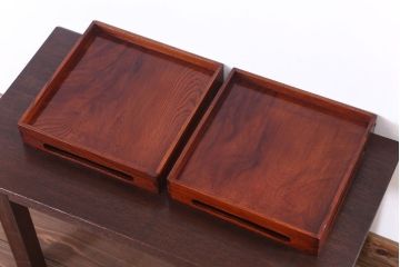 アンティーク雑貨　古民具・骨董　明治〜大正期　欅材のお膳(盆)　2客セット(1)