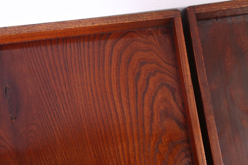 アンティーク雑貨　古民具・骨董　明治〜大正期　欅材のお膳(盆)　2客セット(1)