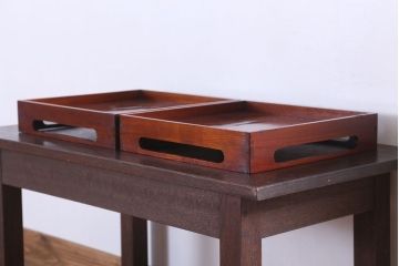 アンティーク雑貨　古民具・骨董　明治〜大正期　欅材のお膳(盆)　2客セット(1)