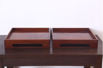 アンティーク雑貨　古民具・骨董　明治〜大正期　欅材のお膳(盆)　2客セット(1)