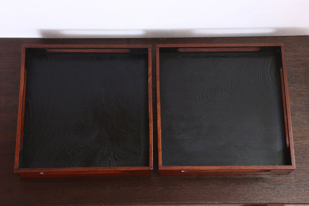 アンティーク雑貨　古民具・骨董　明治〜大正期　欅材のお膳(盆)　2客セット(1)