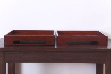アンティーク雑貨　古民具・骨董　明治〜大正期　欅材のお膳(盆)　2客セット(2)
