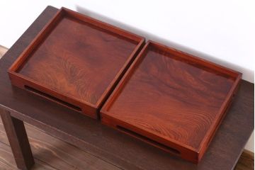 アンティーク雑貨　古民具・骨董　明治〜大正期　欅材のお膳(盆)　2客セット(2)