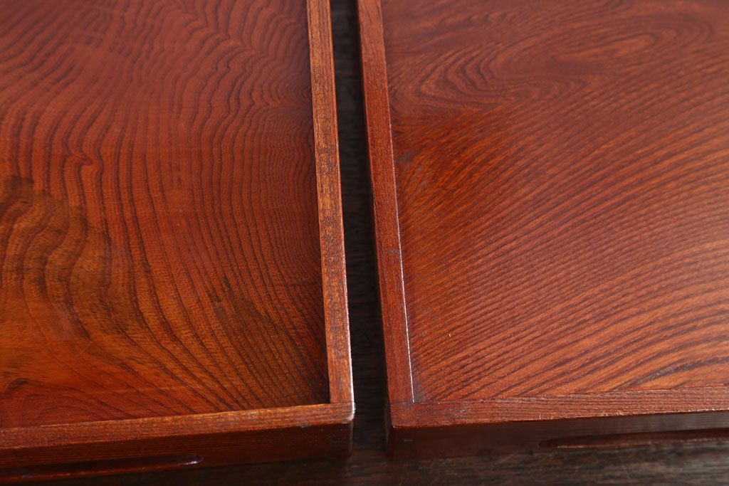 アンティーク雑貨　古民具・骨董　明治〜大正期　欅材のお膳(盆)　2客セット(2)