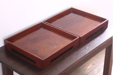 アンティーク雑貨　古民具・骨董　明治〜大正期　欅材のお膳(盆)　2客セット(2)