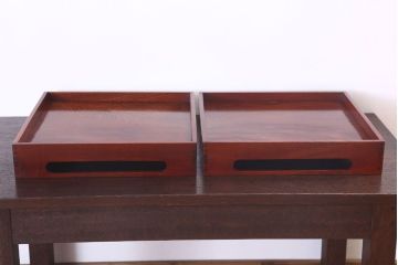 アンティーク雑貨　古民具・骨董　明治〜大正期　欅材のお膳(盆)　2客セット(2)