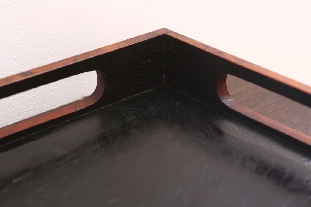 アンティーク雑貨　古民具・骨董　明治〜大正期　欅材のお膳(盆)　2客セット(2)