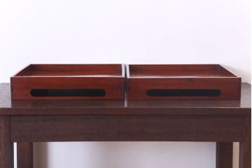 アンティーク雑貨　古民具・骨董　明治〜大正　欅材のお膳(盆)　2客セット(3)