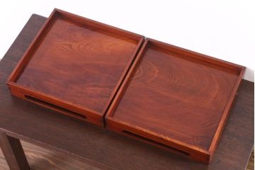 アンティーク雑貨　古民具・骨董　明治〜大正　欅材のお膳(盆)　2客セット(3)