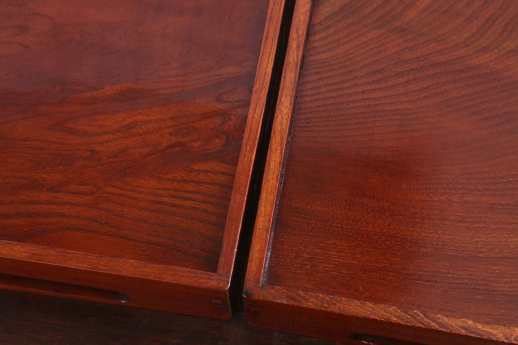 アンティーク雑貨　古民具・骨董　明治〜大正　欅材のお膳(盆)　2客セット(3)