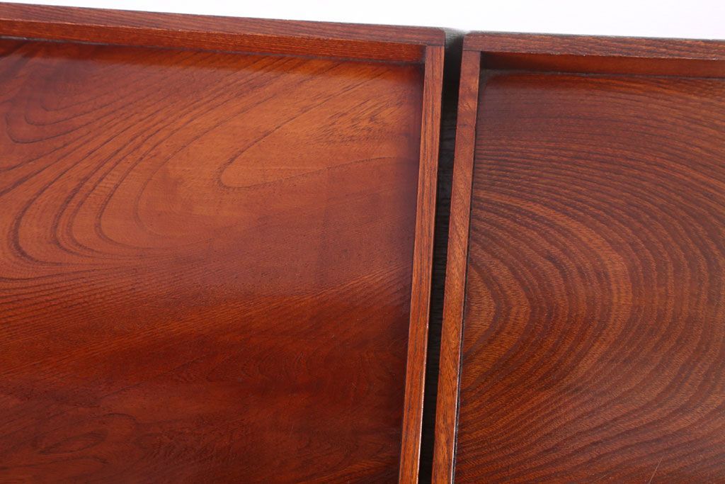 アンティーク雑貨　古民具・骨董　明治〜大正　欅材のお膳(盆)　2客セット(3)