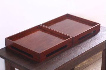 アンティーク雑貨　古民具・骨董　明治〜大正　欅材のお膳(盆)　2客セット(3)