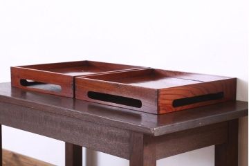 アンティーク雑貨　古民具・骨董　明治〜大正　欅材のお膳(盆)　2客セット(3)