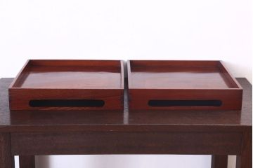 アンティーク雑貨　古民具・骨董　明治〜大正　欅材のお膳(盆)　2客セット(3)